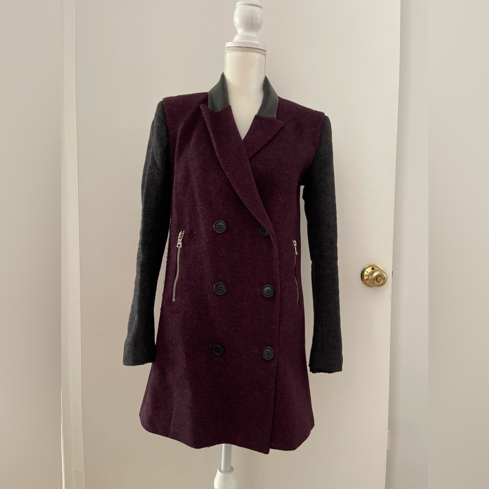Yigal Azrouel-Cut 25 Wool & Leather Coat Size S